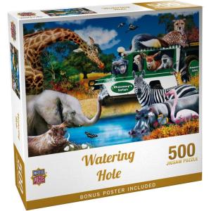 Masterpieces 300 Piece EZ Grip Jigsaw Puzzle – Watering Hole – 18″x24″(500 Piece)