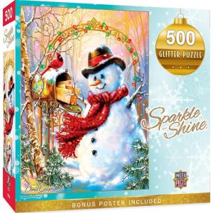 Masterpieces 500 Piece Glitter Christmas Jigsaw Puzzle – Letters To Frosty – 15″x21″