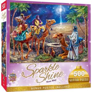 Masterpieces 500 Piece Glitter Christmas Jigsaw Puzzle – Three Magi – 15″x21″