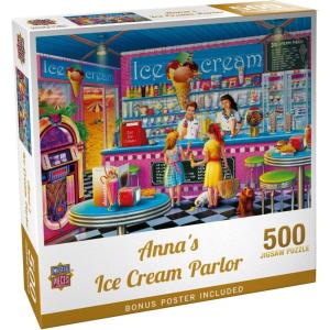 Masterpieces 750 Piece Jigsaw Puzzle for Adults and Family – Anna’s Ice Cream Parlor – 18″x24″(500 Piece)