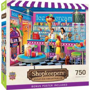 Masterpieces 750 Piece Jigsaw Puzzle for Adults and Family – Anna’s Ice Cream Parlor – 18″x24″(750 Piece)