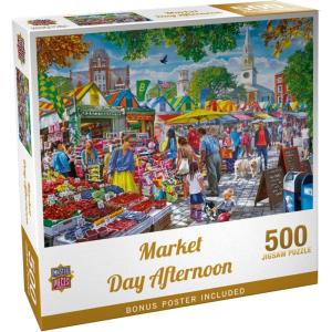 Masterpieces 750 Piece Jigsaw Puzzle for Adults and Family – Market Day Afternoon – 18″x24″(500 Piece)