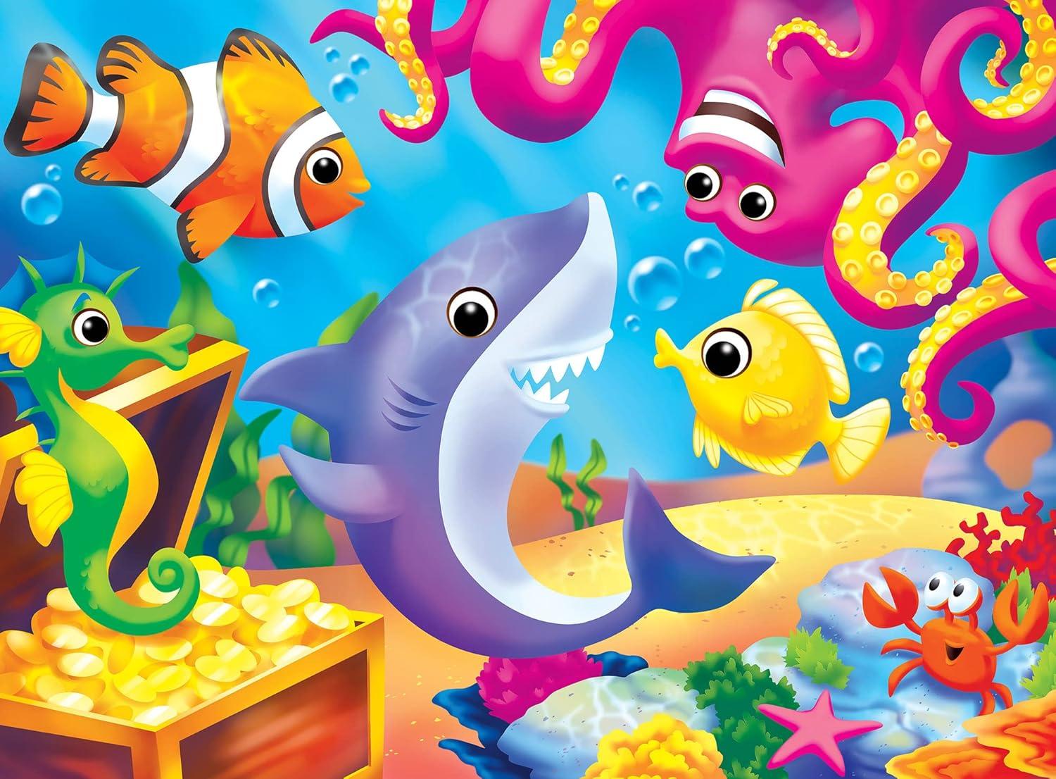 imageMasterPieces 48 Piece Jigsaw Puzzle for Kids 4 Years Pirates with Googly Eyes Educational and Fun Game Gift Idea for Children 19 x 14Lil Shark