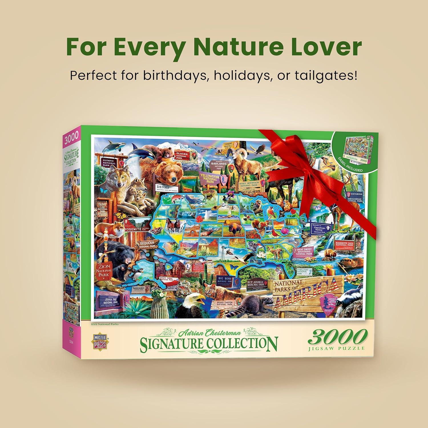 imageMasterPieces 3000 Piece Puzzle USA National Parks Educational Jigsaw for Adults Family and Youth Vibrant Large Puzzle Featuring Bold Colors Scenic Landmarks Fun Learning Experience 32 x 45