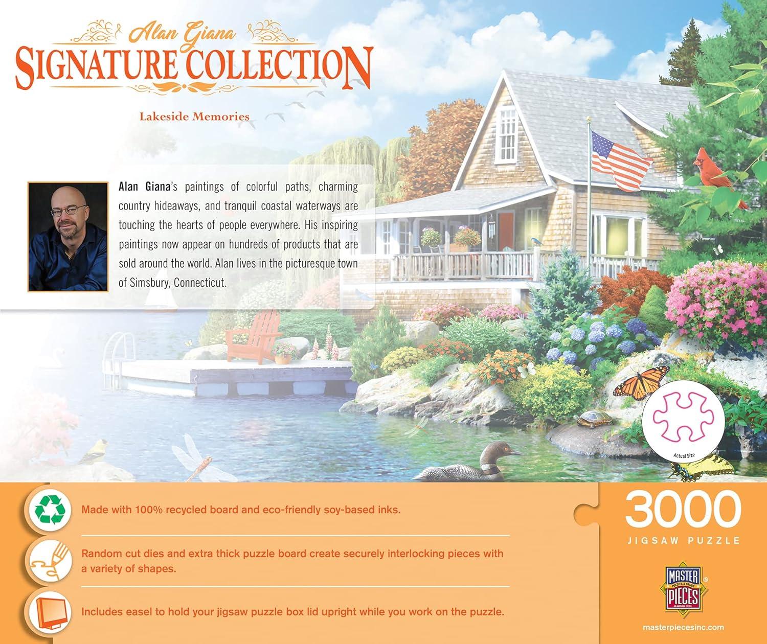 imageMasterPieces Jigsaw Puzzle 3000 Pieces for Adults Lakeside Memories 32x45 EcoFriendly Matte Finish Bonus EaselLakeside Memories