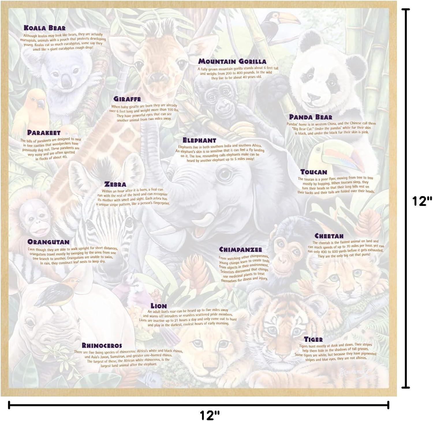 imageMasterpieces 48 Piece Fun Facts Jigsaw Puzzle for Kids Safari Friends Wood Puzzle 12x12