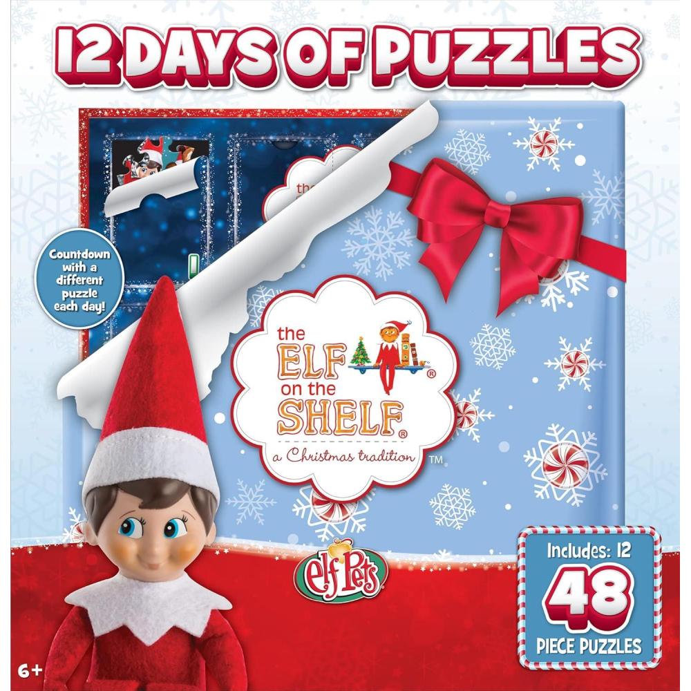 imageAdvent Calendar  12 48pc Puzzles  Jigsaw Puzzle with Vibrant Artwork and Durable Pieces  Fun Family Activity Brain Challenge and Educational Entertainment for Kids Teens and AdultsElf on the Shelf 12 Days of Puzzles