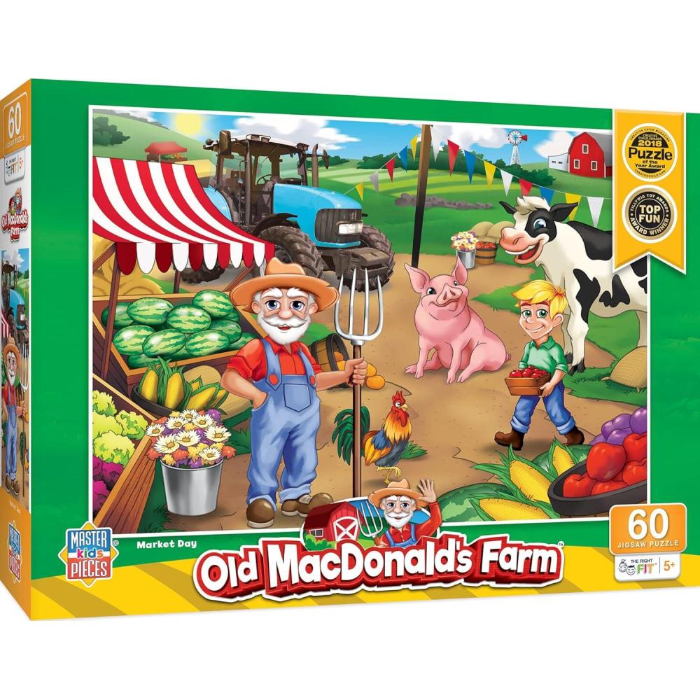 imageBaby Fanatics MasterPieces 60 Piece Jigsaw Puzzle for Kids  Old MacDonalds Farm Market Day  19x14Old MacDonalds Farm Market Day