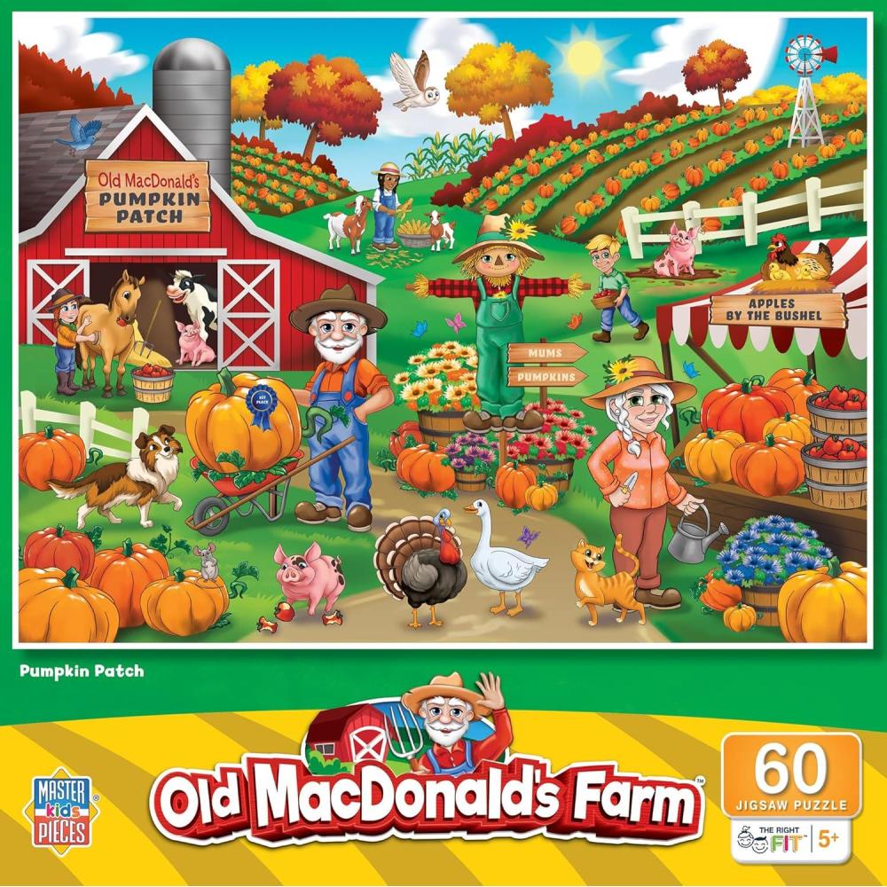 imageBaby Fanatics MasterPieces 60 Piece Jigsaw Puzzle for Kids  Old MacDonalds Farm Market Day  19x14Pumpkin Patch