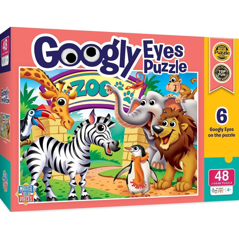 imageMasterPieces  48 Piece Jigsaw Puzzle for Kids 4 Years Pirates with Googly Eyes Educational and Fun Game Gift Idea for Children 19 x 14Zoo Animals