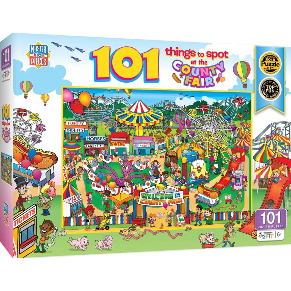 imageMasterPieces 100 Piece Family Jigsaw Puzzle for Kids 101 Things to Spot at the County Fair 14x19