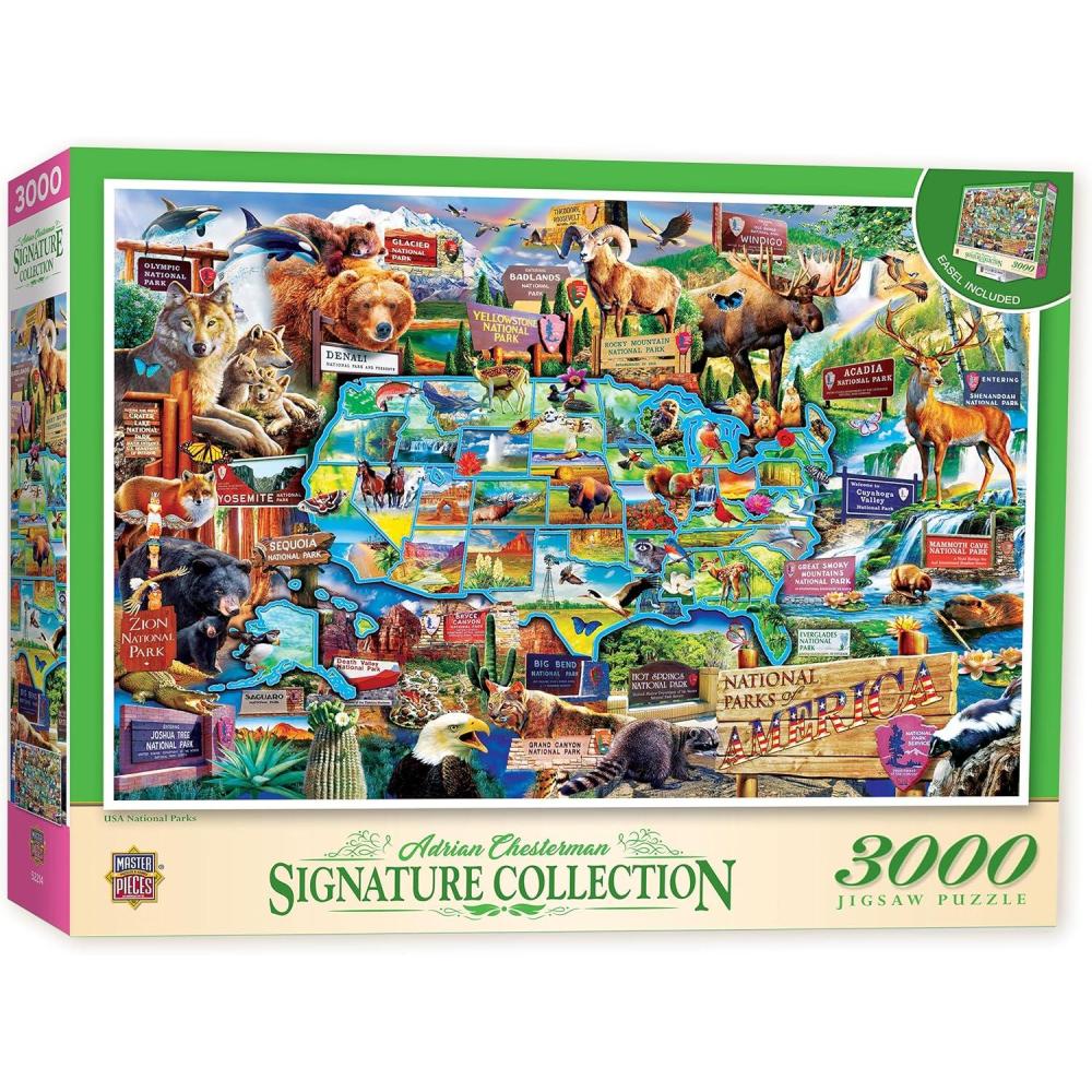 imageMasterPieces 3000 Piece Puzzle USA National Parks Educational Jigsaw for Adults Family and Youth Vibrant Large Puzzle Featuring Bold Colors Scenic Landmarks Fun Learning Experience 32 x 45