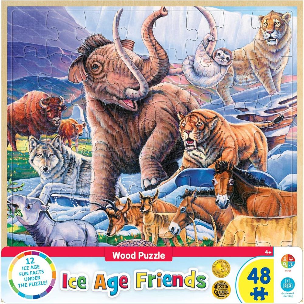 imageMasterPieces 48 Piece Fun Facts Jigsaw Puzzle for Kids Ice Age Friends Wood Puzzle 12x12