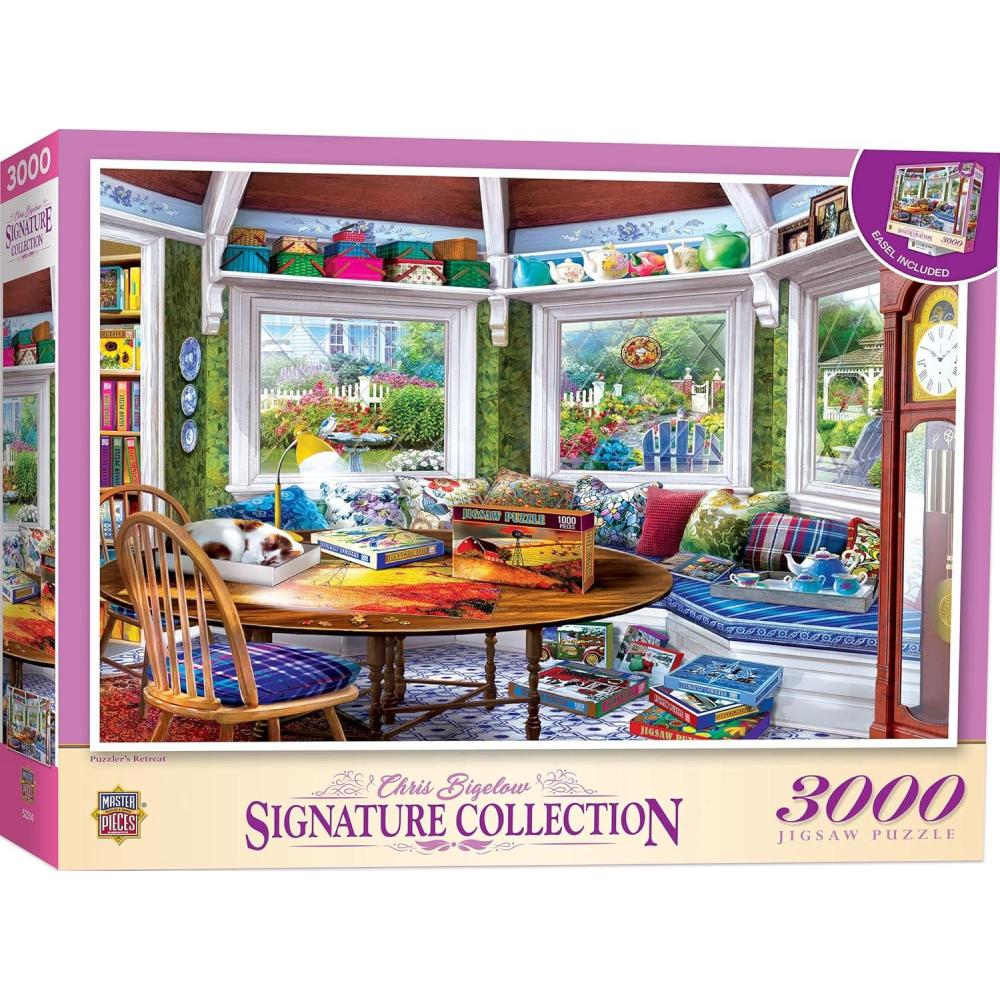 imageMasterPieces Jigsaw Puzzle 3000 Pieces for Adults Lakeside Memories 32x45 EcoFriendly Matte Finish Bonus EaselPuzzlers Retreat