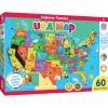 MasterPieces 60 Piece Educational Jigsaw Puzzle for Kids – USA Map State Shaped – 16.5″x12.75″(USA Map w/ State Pieces)