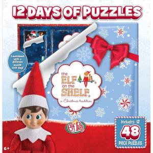 Advent Calendar – 12 48pc Puzzles – Jigsaw Puzzle with Vibrant Artwork and Durable Pieces – Fun Family Activity, Brain Challenge, and Educational Entertainment for Kids, Teens, and Adults(Elf on the Shelf 12 Days of Puzzles)