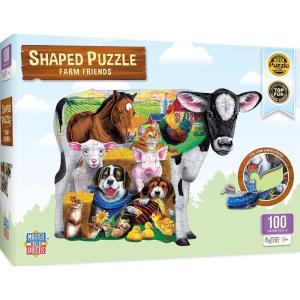 MasterPieces 100 Piece Shaped Jigsaw Puzzle for Kids – Farm Friends – 14″x19″