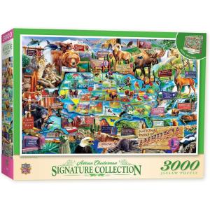 MasterPieces 3000 Piece Puzzle – USA National Parks Educational Jigsaw for Adults, Family, and Youth – Vibrant Large Puzzle Featuring Bold Colors, Scenic Landmarks – Fun Learning Experience 32″ x 45″