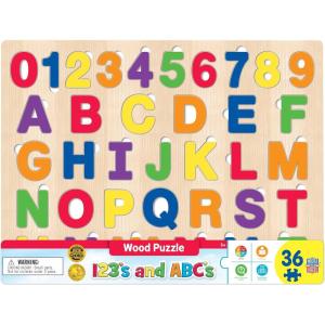 MasterPieces 44 Piece Jigsaw Puzzle for Kids – ABC 123 36pc Wood Puzzle – 16.5″x11.8″(123’s and ABC’s)