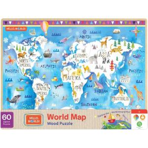 MasterPieces 44 Piece Jigsaw Puzzle for Kids – ABC 123 36pc Wood Puzzle – 16.5″x11.8″(Hello  World)