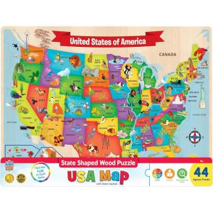 MasterPieces 44 Piece Jigsaw Puzzle for Kids – USA Map Wood Puzzle – 16.5″x11.8″