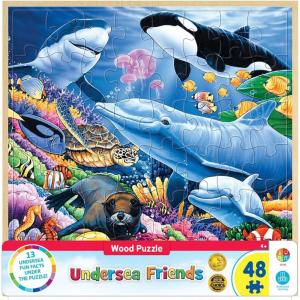 MasterPieces 48 Piece Fun Facts Jigsaw Puzzle for Kids – Undersea Friends Wood Puzzle – 12″x12″