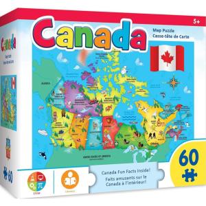 MasterPieces 60 Piece Educational Jigsaw Puzzle for Kids – USA Map State Shaped – 16.5″x12.75″(Canada Map)