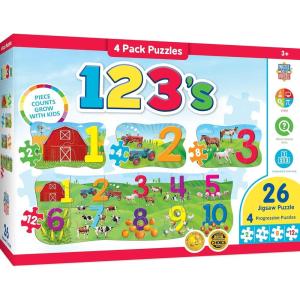 MasterPieces Educational 26 Piece Jigsaw Puzzles for Kids – 123 on the Farm 4-Pack of Puzzles – 22.5″x8″(123’s)