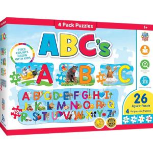 MasterPieces Educational 26 Piece Jigsaw Puzzles for Kids – 123 on the Farm 4-Pack of Puzzles – 22.5″x8″(ABC’s)