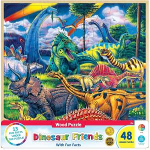Masterpieces 48 Piece Fun Facts Jigsaw Puzzle for Kids – Dinosaur Friends Wood Puzzle – 12″x12″