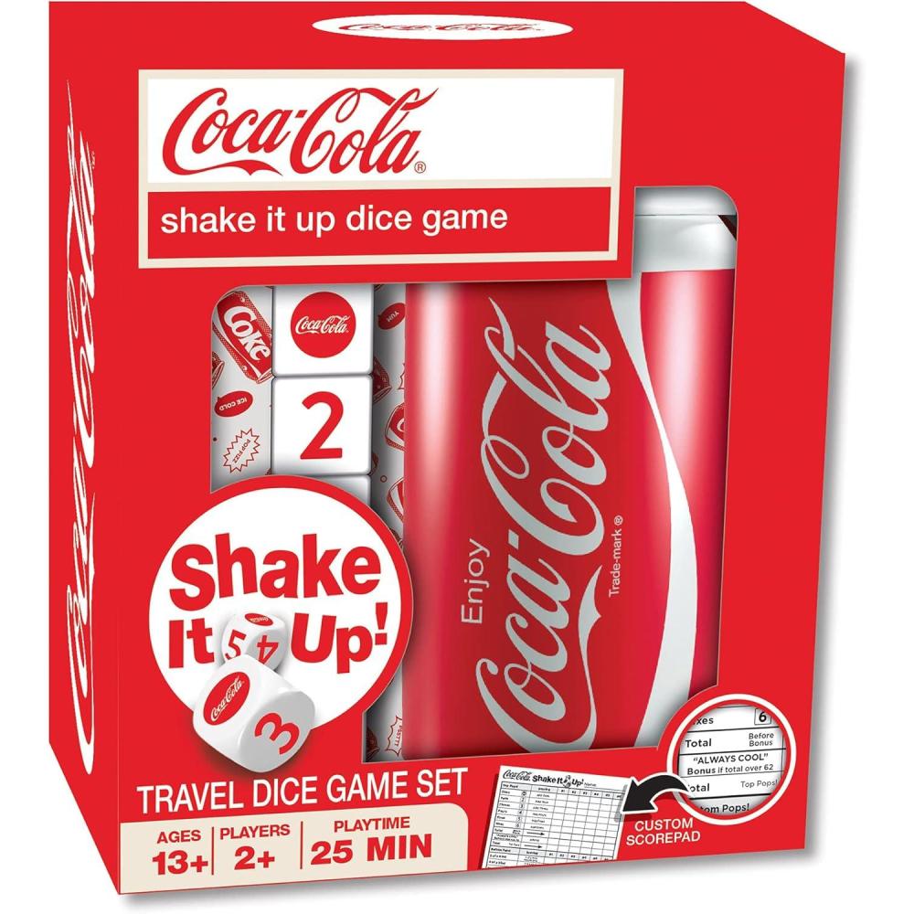 imageMasterPieces Officially Licensed Coca Cola Shake It Up Dice Set Branded Dice Cup with Scorepad Collectible Party Play for Travel or Game Night Coca Cola Gifts for Fans amp Collectors Great Gift Idea