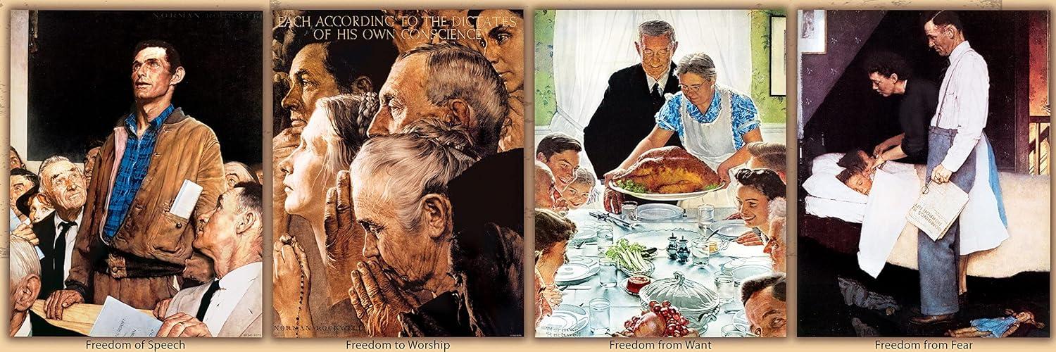 imageMasterPieces 1000 Piece Jigsaw Puzzle For Adults Family Or Youth The Four Freedoms by Norman Rockwell 13x39