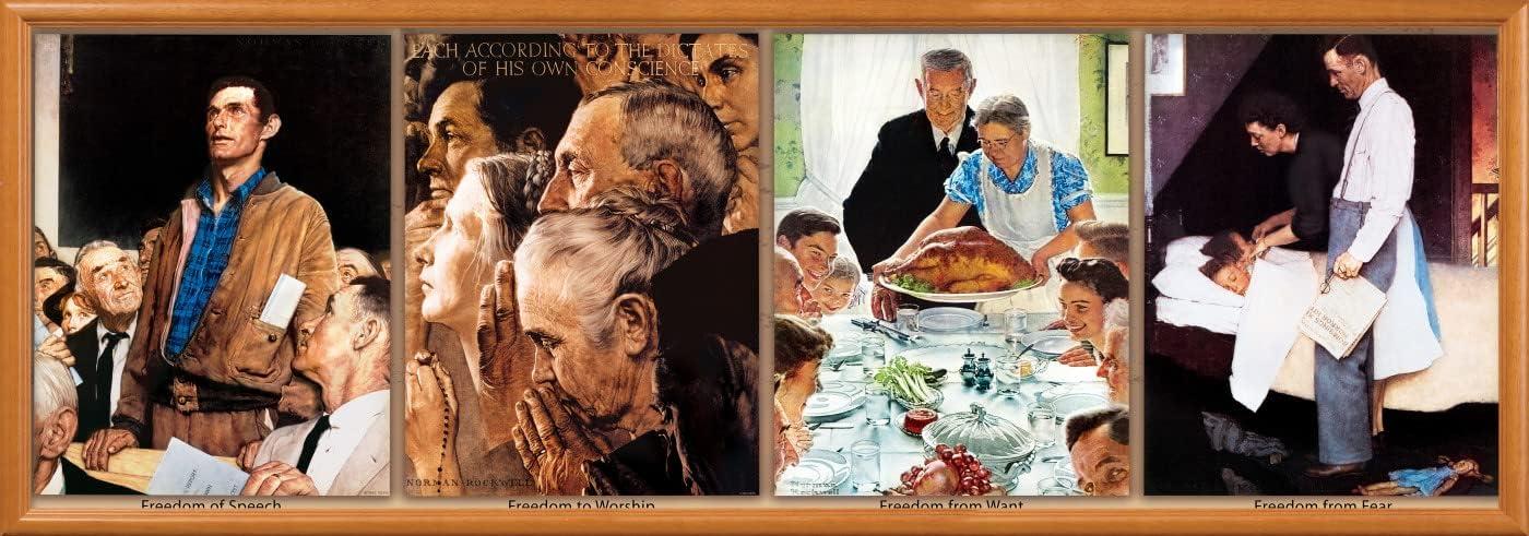 imageMasterPieces 1000 Piece Jigsaw Puzzle For Adults Family Or Youth The Four Freedoms by Norman Rockwell 13x39
