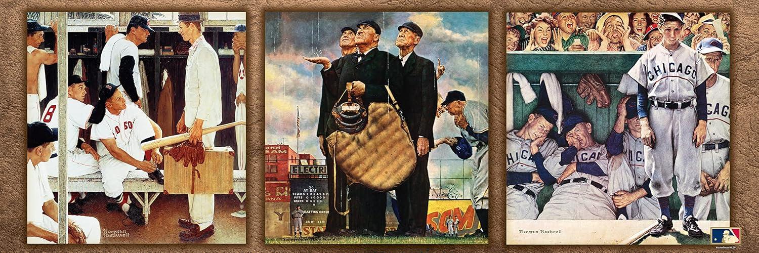 imageMasterPieces 1000 Piece Jigsaw Puzzle for Adults Family Or Kids Baseball Collection by Norman Rockwell 13x39