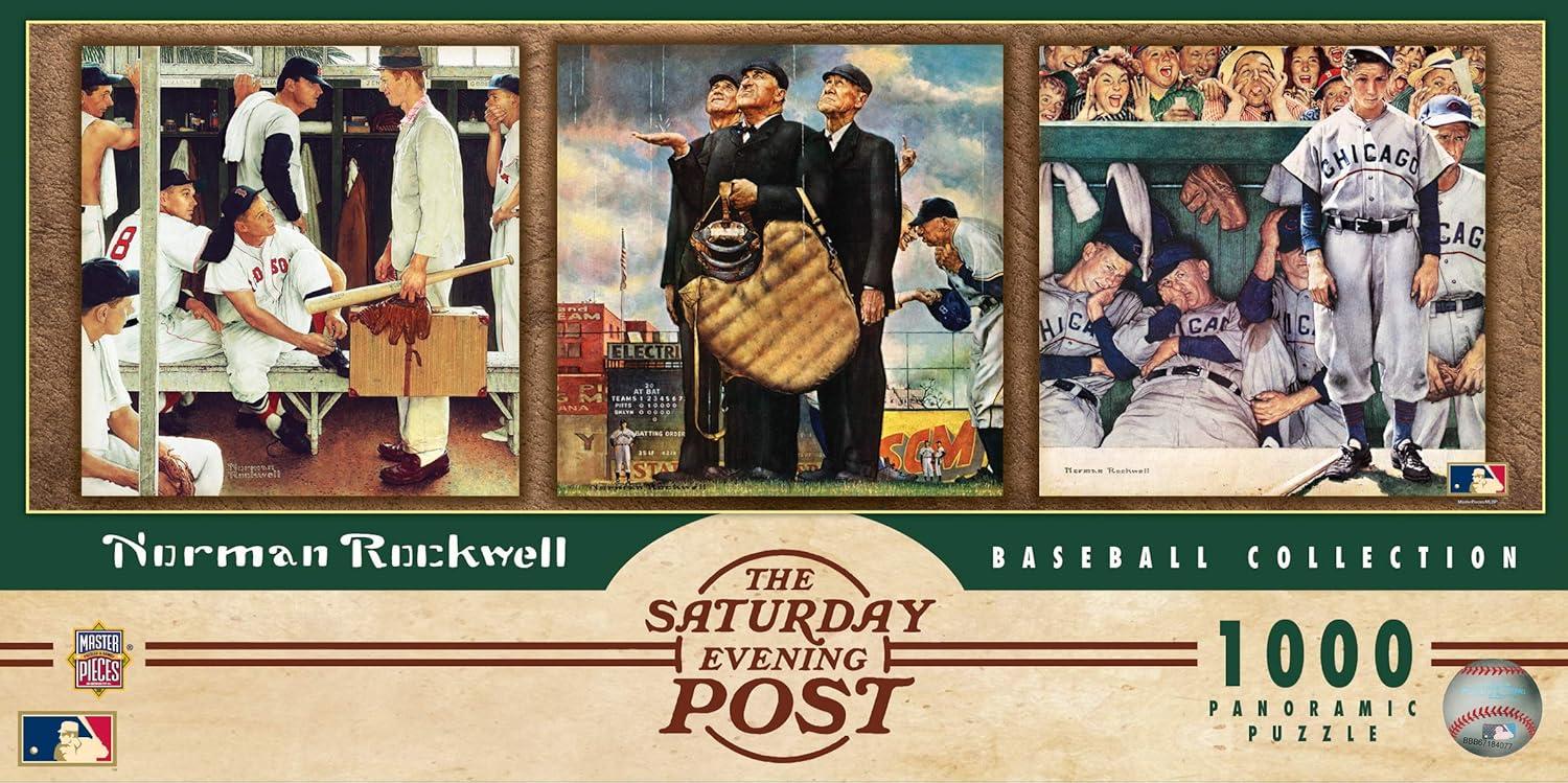 imageMasterPieces 1000 Piece Jigsaw Puzzle for Adults Family Or Kids Baseball Collection by Norman Rockwell 13x39