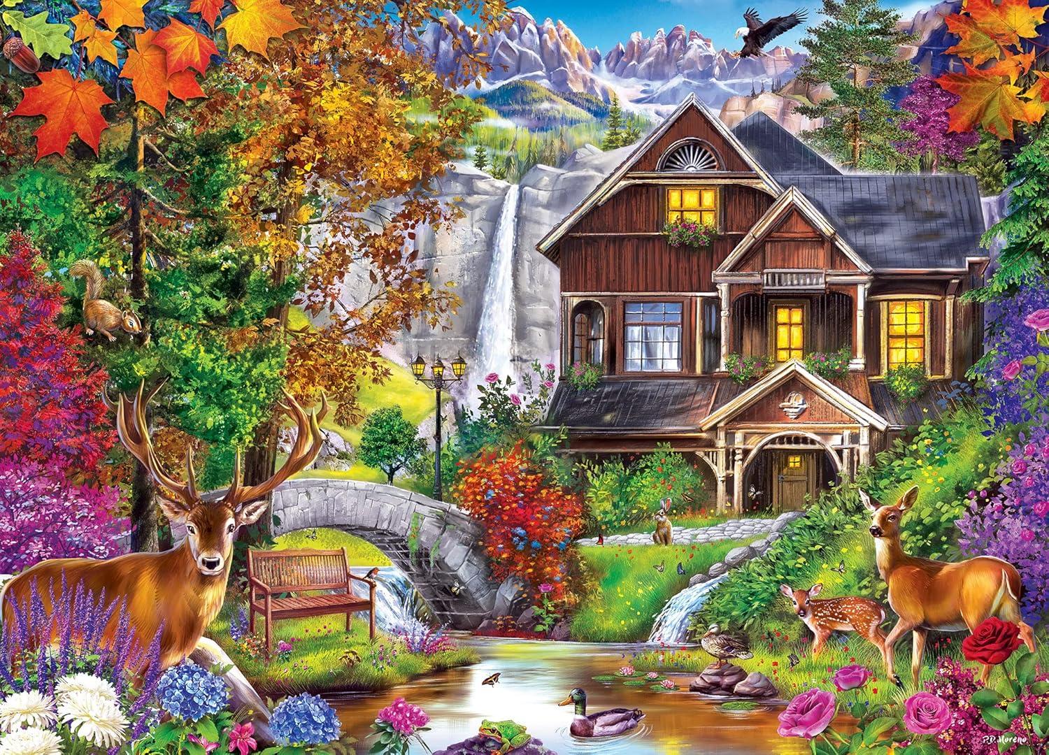 imageMasterPieces 1000 Piece Jigsaw Puzzle for Adults Family Or Kids Hidden Falls Cottage 1925x2675