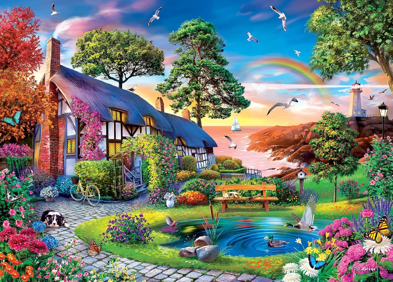 imageMasterPieces 1000 Piece Jigsaw Puzzle for Adults Family Or Youth Hillside Cottage 1925x2675Over the Rainbow
