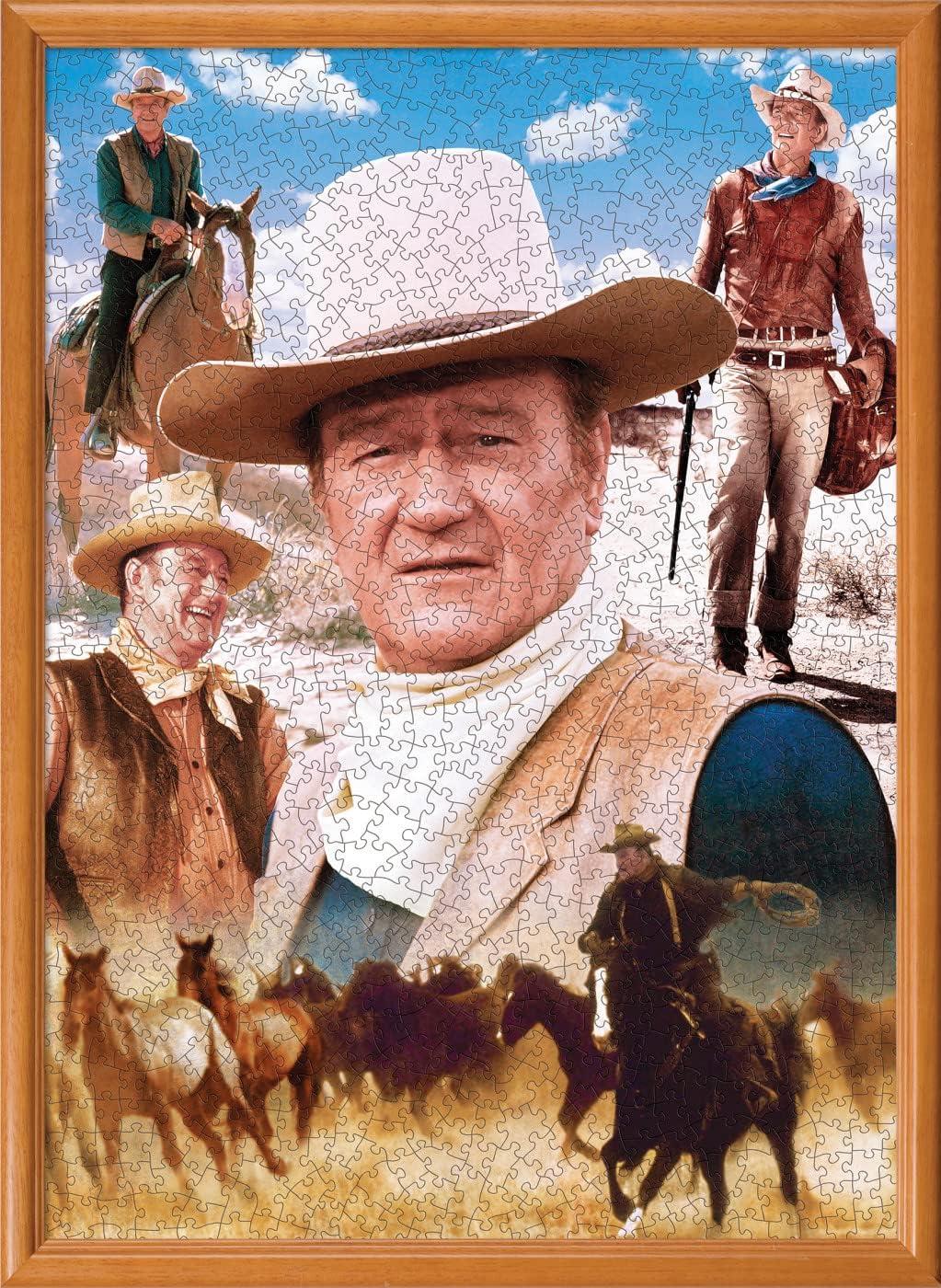 imageMasterPieces 1000 Piece Jigsaw Puzzle for Adults Family Or Youth John Wayne Forever in Film 13x39Americas Cowboy