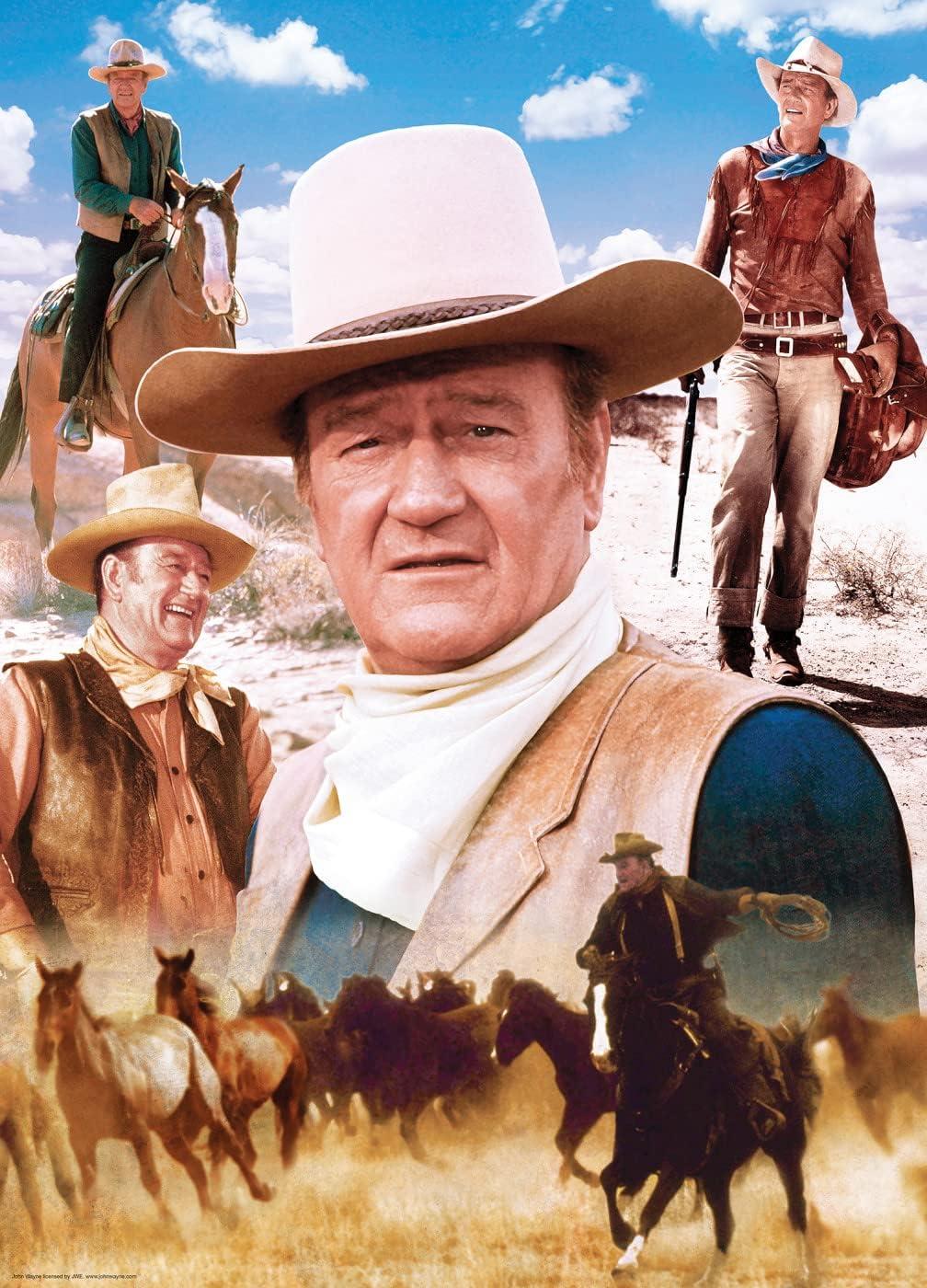 imageMasterPieces 1000 Piece Jigsaw Puzzle for Adults Family Or Youth John Wayne Forever in Film 13x39Americas Cowboy