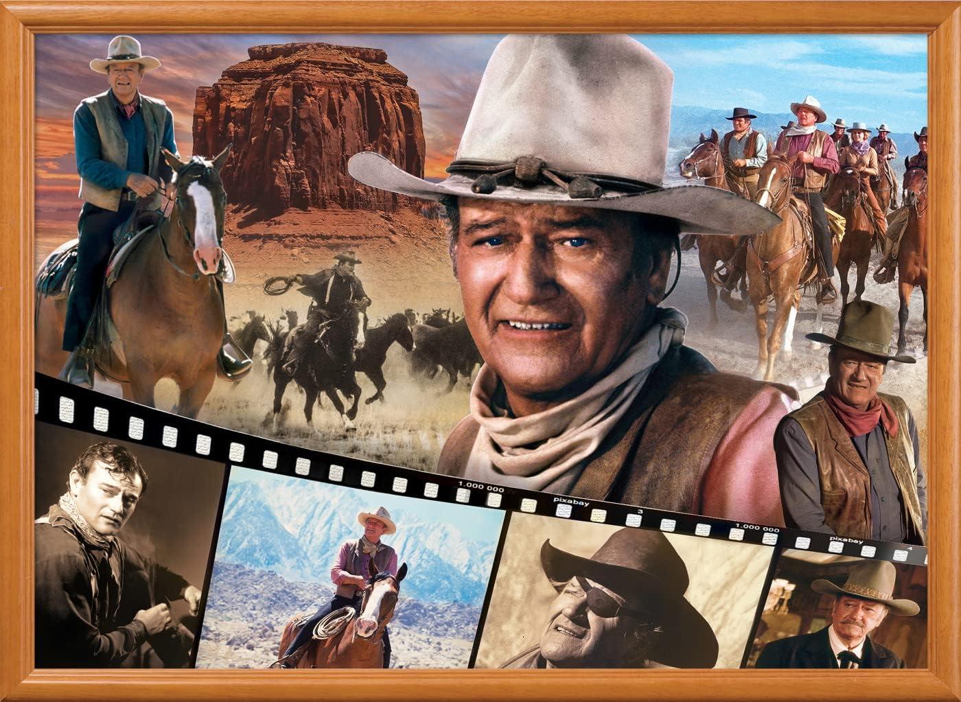 imageMasterPieces 1000 Piece Jigsaw Puzzle for Adults Family Or Youth John Wayne Forever in Film 13x39Legend of the Silver Screen