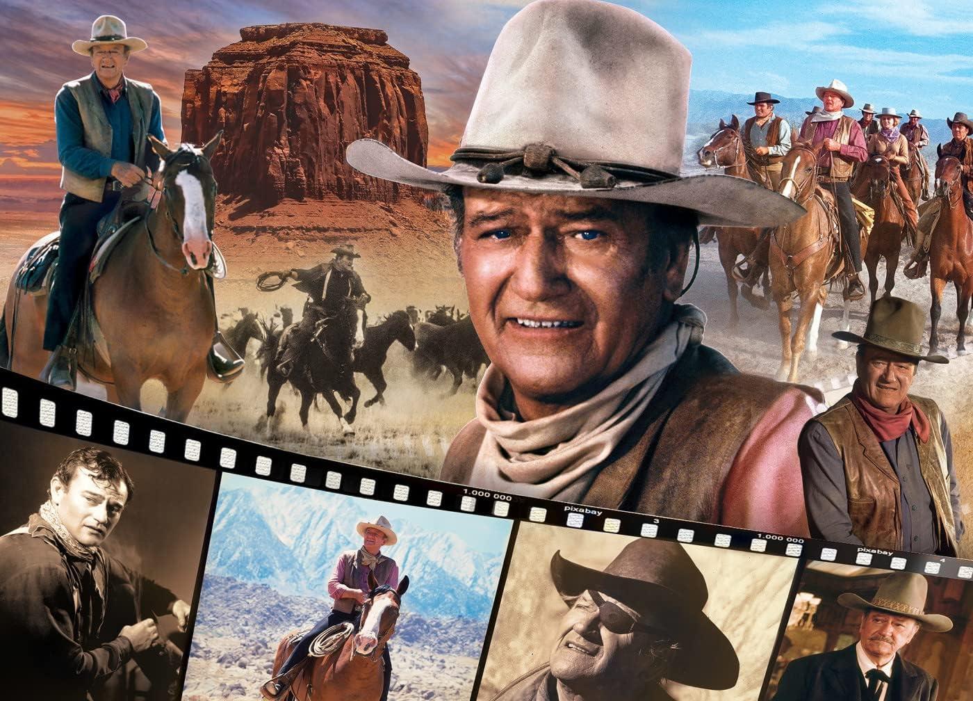 imageMasterPieces 1000 Piece Jigsaw Puzzle for Adults Family Or Youth John Wayne Forever in Film 13x39Legend of the Silver Screen