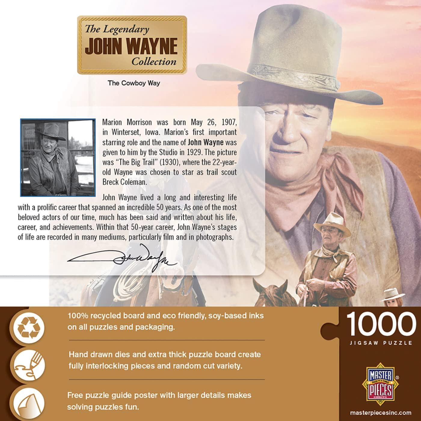 imageMasterPieces 1000 Piece Jigsaw Puzzle for Adults Family Or Youth John Wayne Forever in Film 13x39The Cowboy Way