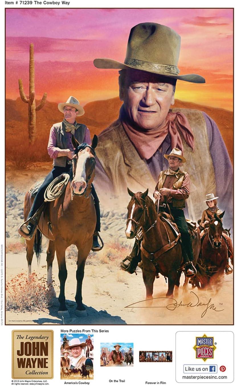 imageMasterPieces 1000 Piece Jigsaw Puzzle for Adults Family Or Youth John Wayne Forever in Film 13x39The Cowboy Way