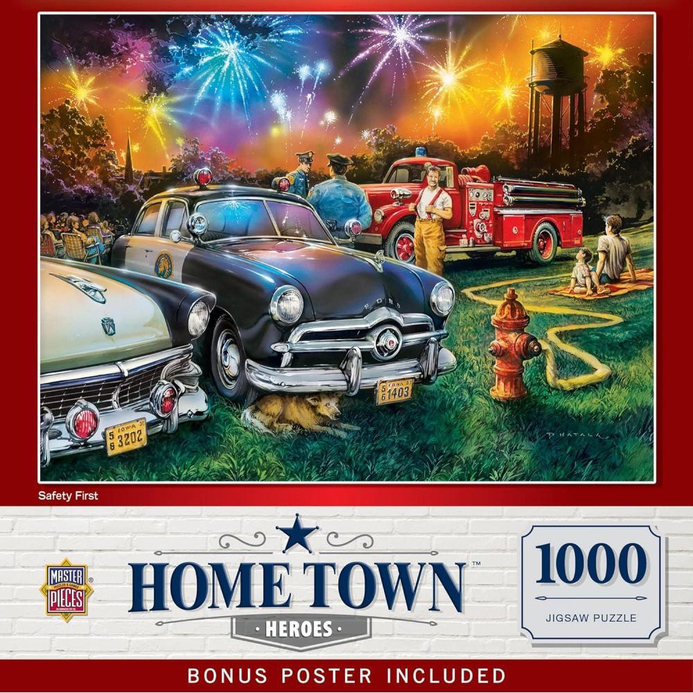imageHometown Heroes Safety First 1000pc Puzzle Jigsaw Puzzle with Vibrant Artwork and Durable Pieces Fun Family Activity Brain Challenge and Educational Entertainment for Kids Teens and AdultsSafety First