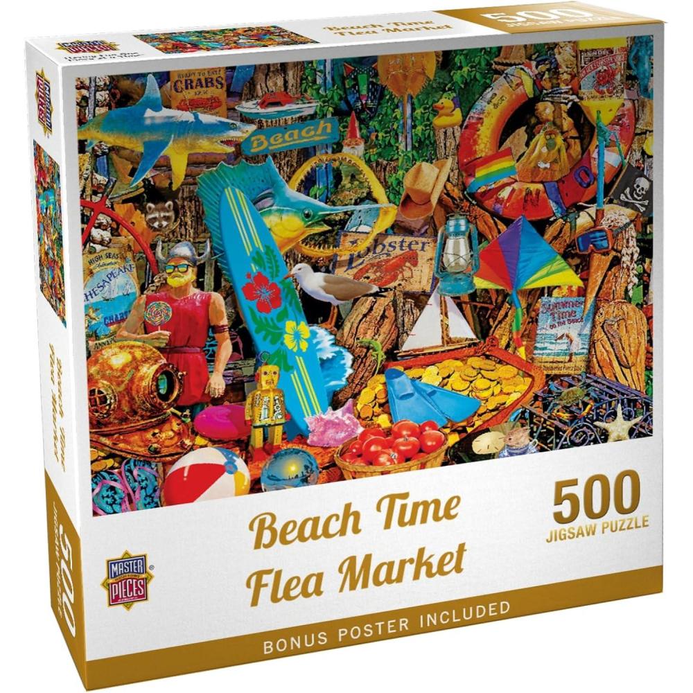 imageMasterPieces 1000 Piece Jigsaw Puzzle Beach Time Flea Market Fun for Adults Family Kids NonGlare Finish 1925 x 2675500 Piece