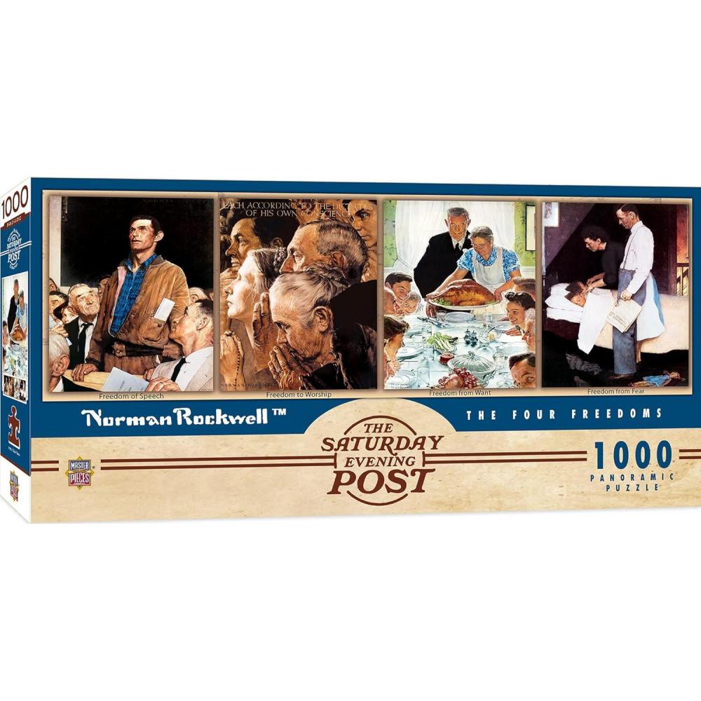 imageMasterPieces 1000 Piece Jigsaw Puzzle For Adults Family Or Youth The Four Freedoms by Norman Rockwell 13x39