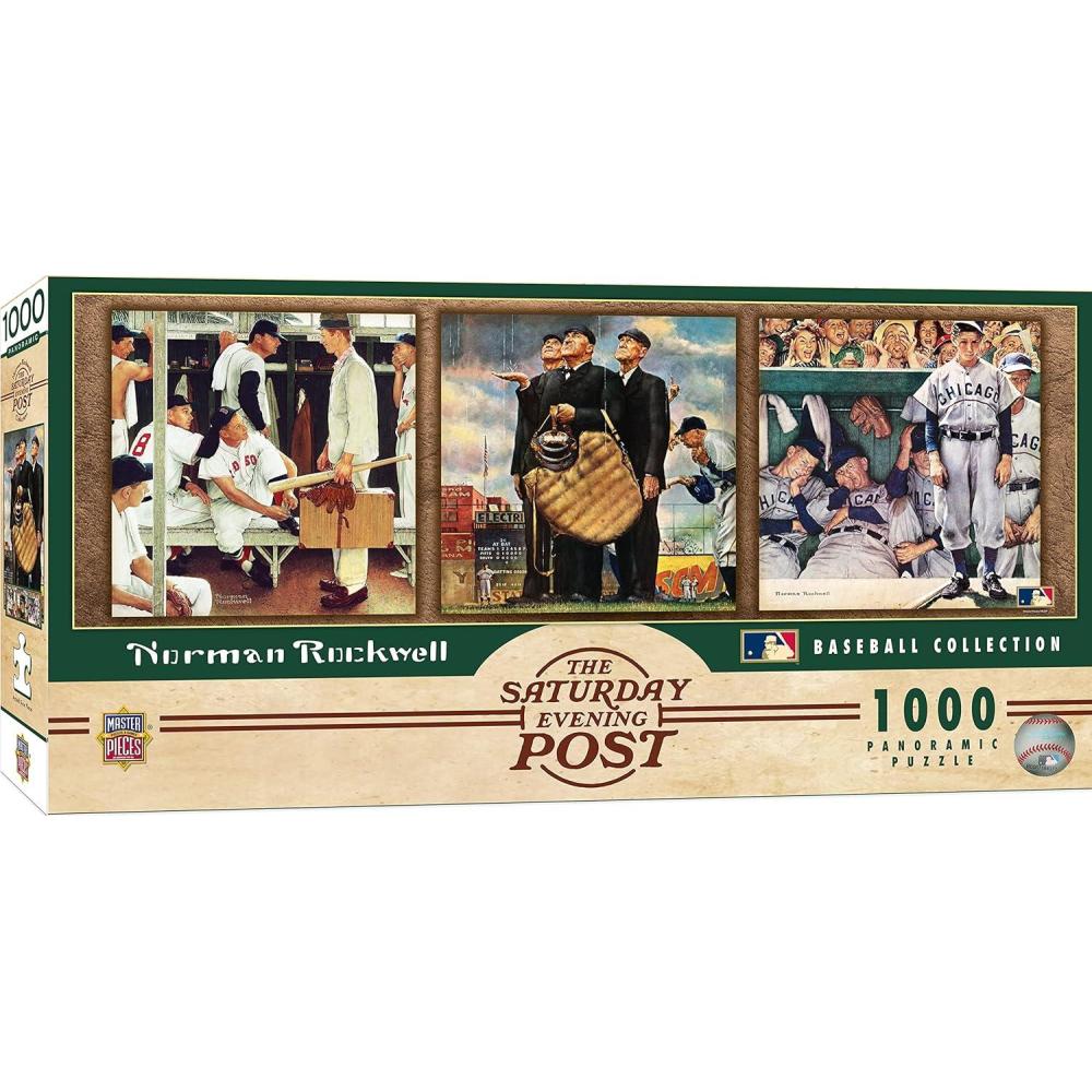 imageMasterPieces 1000 Piece Jigsaw Puzzle for Adults Family Or Kids Baseball Collection by Norman Rockwell 13x39