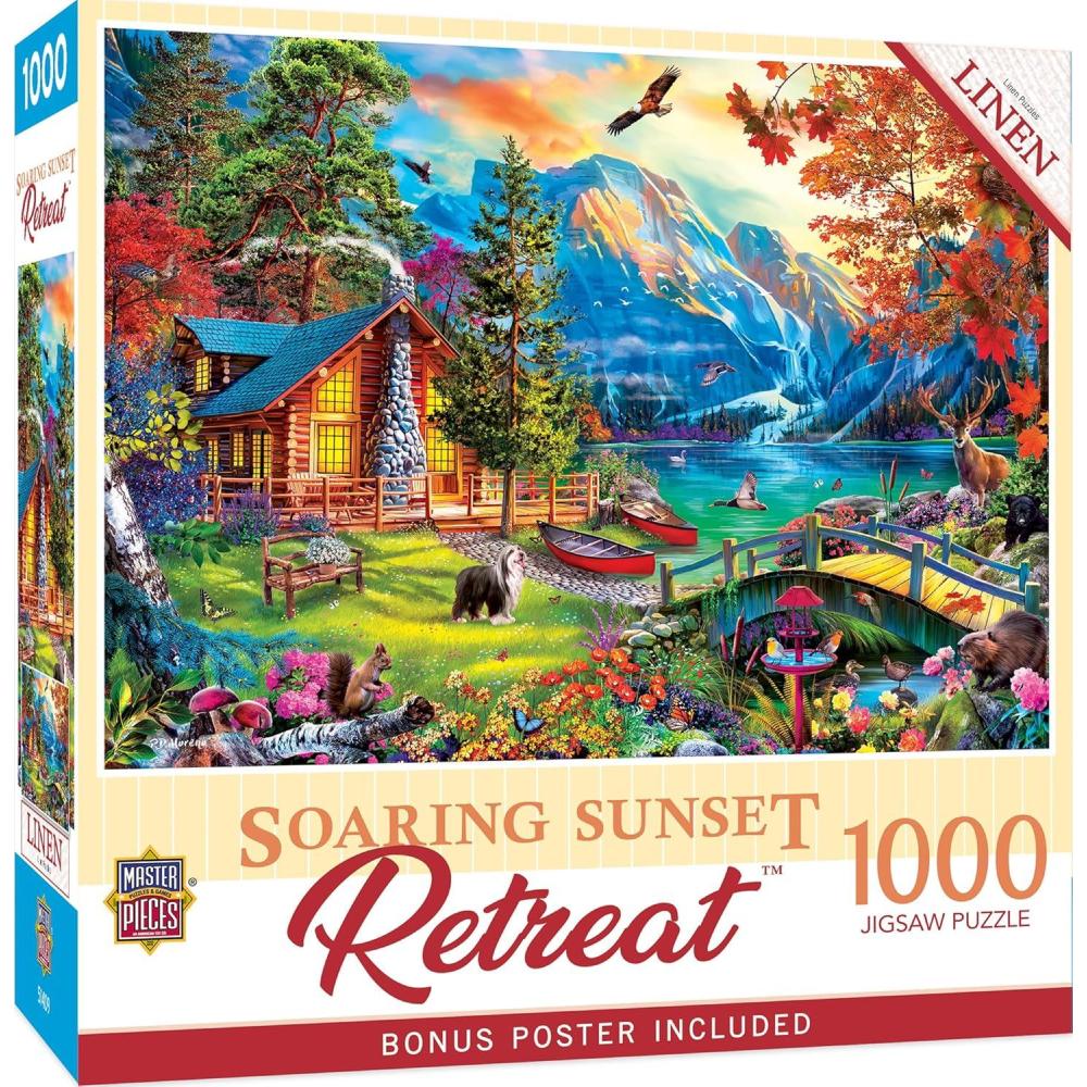 imageMasterPieces 1000 Piece Jigsaw Puzzle for Adults Family Or Youth  Hillside Cottage  1925x2675Soaring Sunset