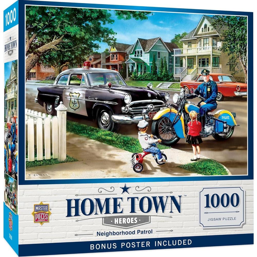 imageMasterPieces 1000 Piece Jigsaw Puzzle for Adults amp Family A Little Too Loud Big Pieces 1925x2675 EcoFriendly Matte Finish Ages 14Neighborhood Patrol Vintage Police Vehicles