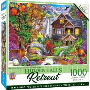 MasterPieces 1000 Piece Jigsaw Puzzle for Adults, Family, Or Kids – Hidden Falls Cottage – 19.25″x26.75″